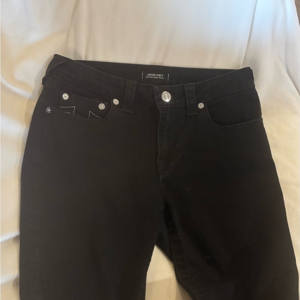 True Religion Women's Jennie Mid Rise Curvy Fit Skinny Ankle Jean- black - Picture 6 of 6